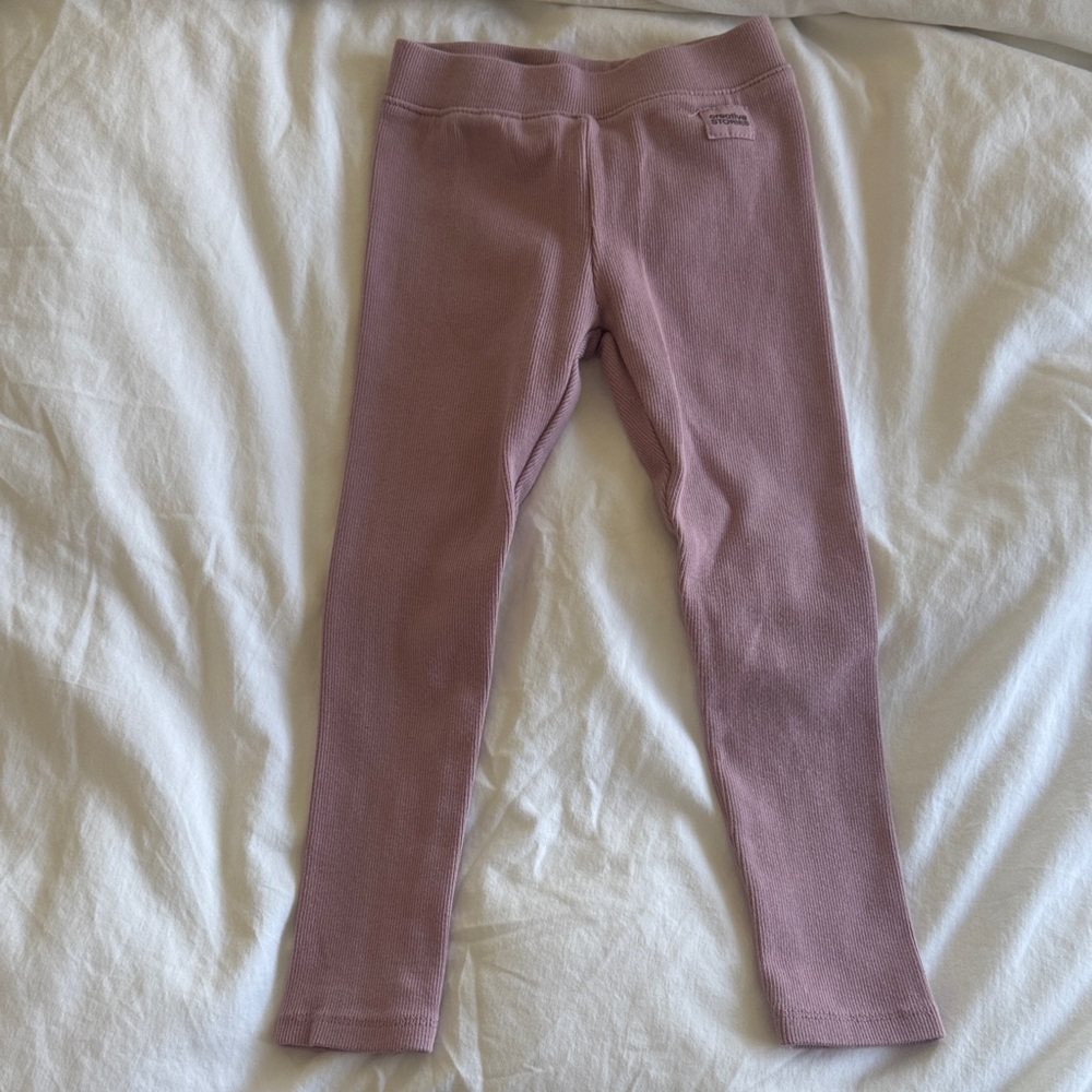 Zara Kids Girls' Mauve Ribbed Leggings - Size 5